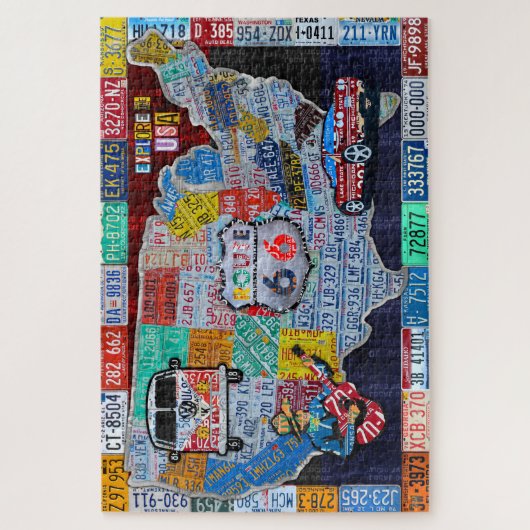 Ontdek het Amerikaanse Bord Art Collage Legpuzzel (Verticaal)
