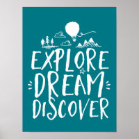Ontdek het Poster van Dream Discover Travel Quotte