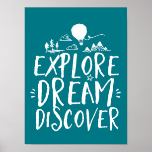 Ontdek het Poster van Dream Discover Travel Quotte