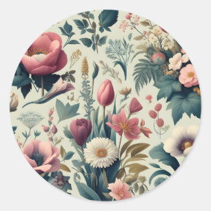 Ontdek het prachtige Floral Botanical patroon van Ronde Sticker