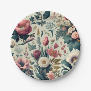 Ontdek het Stunning Lente Bloem Botanisch Patroon Papieren Bordje