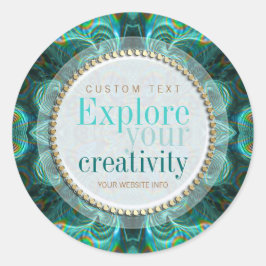 Ontdek je creativiteit Blauwgroen fractals Sticker