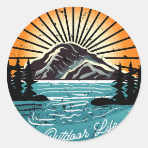 Ontdek meer buitenleven Wanderlust Ronde Sticker