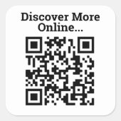 Ontdek meer Online QR Code Design Large Vierkante Sticker (Voorkant)