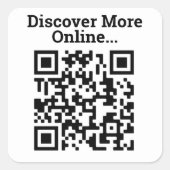 Ontdek meer online QR-codeontwerp Vierkante Sticker (Voorkant)