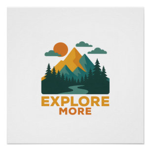 Ontdek meer – Retro Mountain & Forest Adventure Perfect Poster