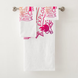 Ontdek meer roze Camper Van Mountain Natuur Lover Bad Handdoek