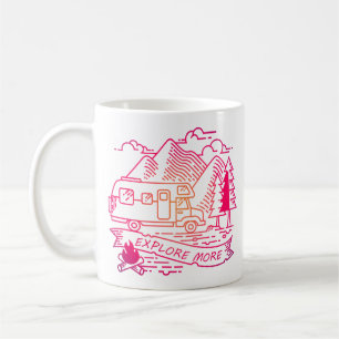 Ontdek meer roze Camper Van Mountain Natuur Lover Koffiemok