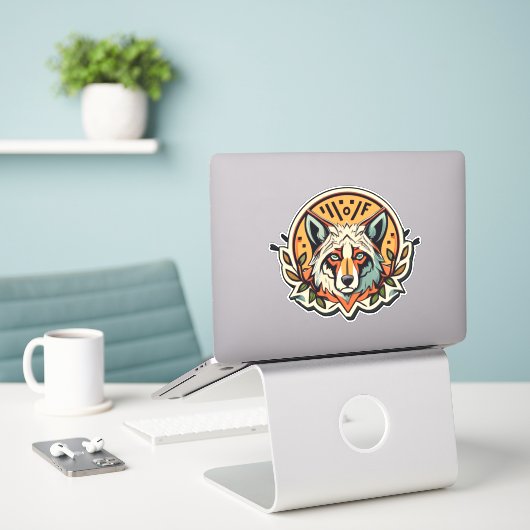Ontdek ons Wolf Sticker Collectie (Laptop op bureau)