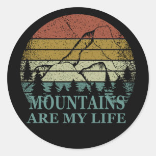 Ontdek outdoor wandelen logo voor wandelaars ronde sticker