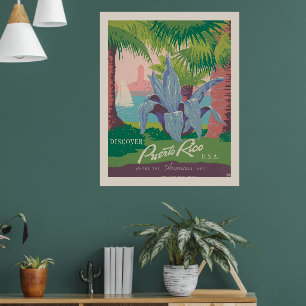 Ontdek Puerto Rico Verenigde Staten oldtimerreis Poster