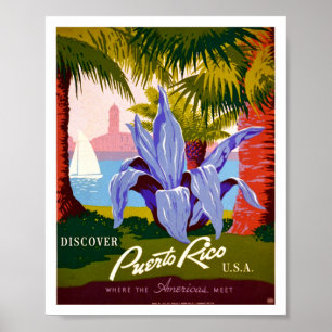 Ontdek Puerto Rico Vintage Poster