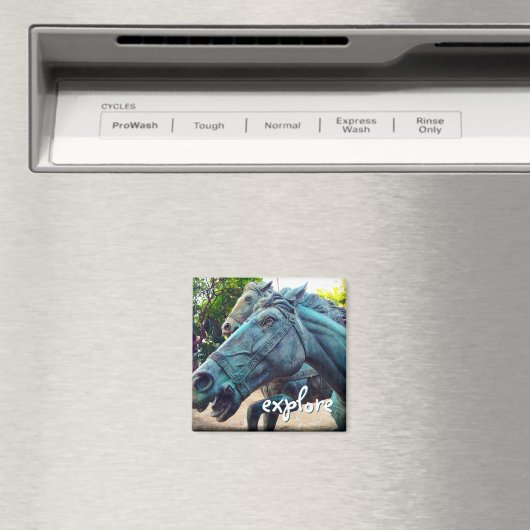Ontdek Script Turquoise Horses Antiek Statue Magneet (Insitu (Vaatwasser))