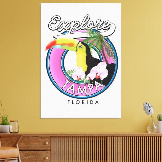 Ontdek Tampa Florida retro logo Canvas Afdruk (Insitu (Woonkamer))