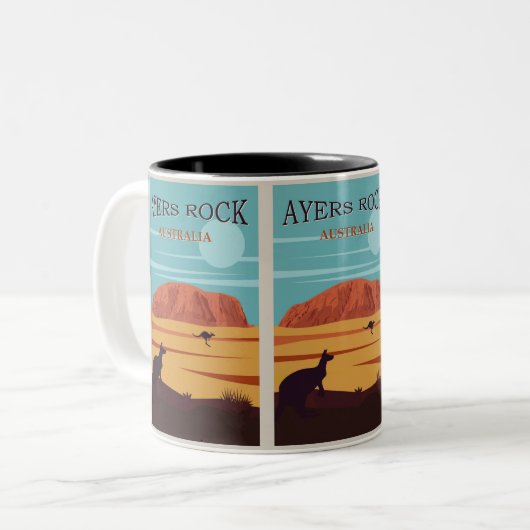 Ontdek Uluru: Australië Outback Adventure Tweekleurige Koffiemok (Voorkant links)