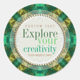 Ontdek uw Creativiteit Green Fractals Sticker