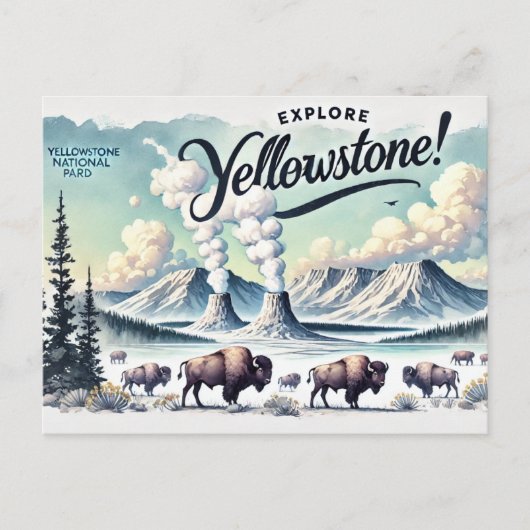 Ontdek Yellowstone Briefkaart (Voorkant)