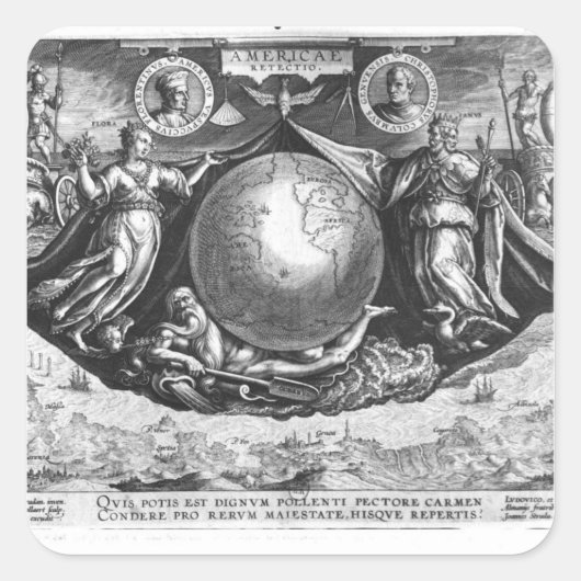 Ontdekking van Amerika Vierkante Sticker (Voorkant)