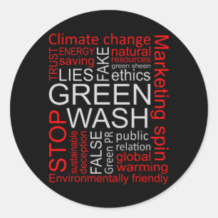 Ontdekking van de 'Greenwash Fake Lies' Ronde Sticker