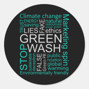 Ontdekking van de 'Greenwash Fake Lies' Ronde Sticker