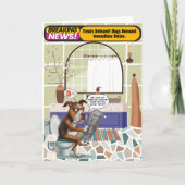 Ontevreden hond die op toilet zit voelt zich snel kaart (Voorkant)