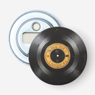 Ontgrendel nostalgie: Retro Vinyl Record Button Flesopener