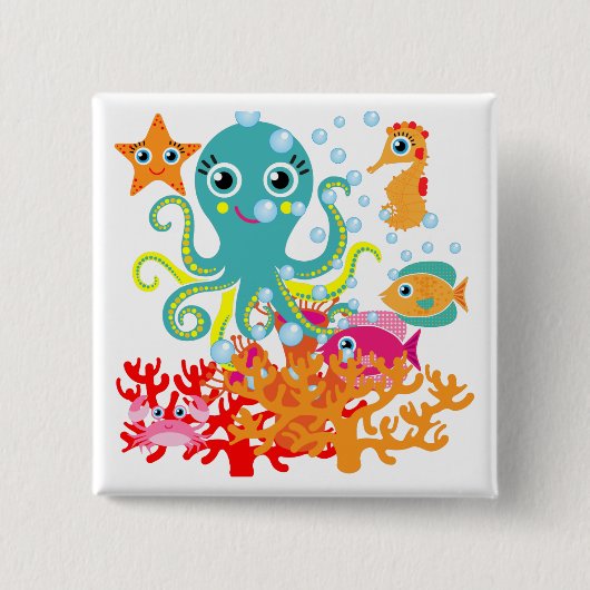 Onthaal aan de Oceaan Vierkante Button 5,1 Cm (Voorkant)