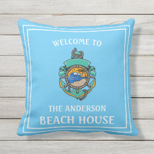 Onthaal aan om het even welke naam Beach House Sky Buitenkussen