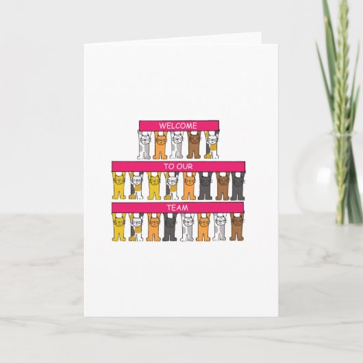 Onthaal aan Ons Team, de Katten van de Cartoon Kaart (Voorkant)