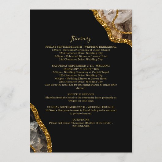 Onthaal reisroute voor Black & Gold Agate Geode We Programma (Achterkant)