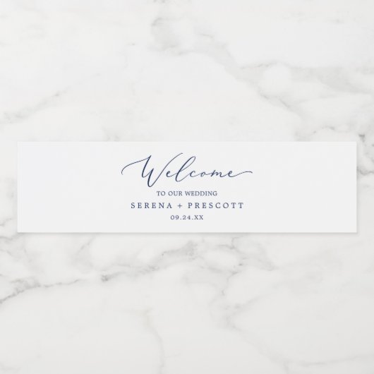 Onthaal van de Blauwe Kalligrafie Weddenschap Waterfles Etiket (Enkel label)