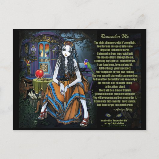 Onthoud dat Briefkaart Gypsy Fortune Teller Poem (Voorkant)