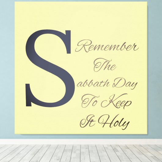 Onthoud de dag van Sabbat Christelijk Canvas Afdruk (Insitu (Houten vloer))