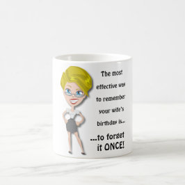 Onthoud de verjaardag van de vrouw, grappig citaat koffiemok