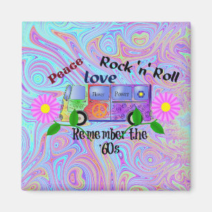 Onthoud de zestig, psychedelisch ontwerp. magneet