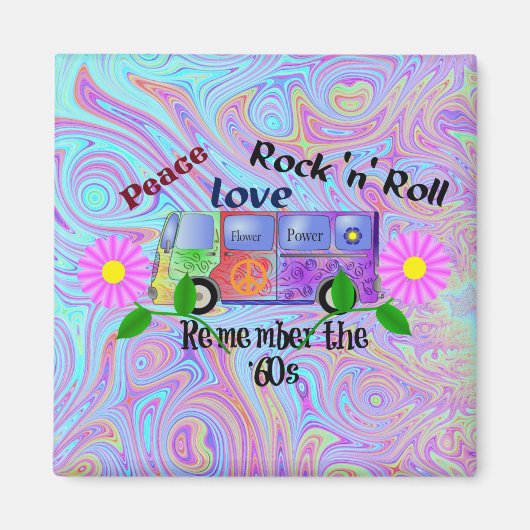 Onthoud de zestig, psychedelisch ontwerp. magneet (Voorkant)