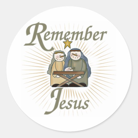 Onthoud Jezus Kerstmis Geboorte Ronde Sticker (Voorkant)