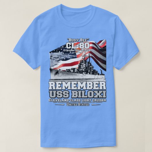 ONTHOUD USS Biloxi CL80 US Navy lichte kruiser T-shirt (Design voorkant)