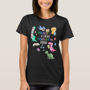 Onthul een verhaal Dinosaur Boek 2026 Zomerlezen T-shirt