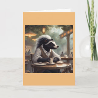Onthutse meneer Skunk in een koffiehuis verjaardag Kaart