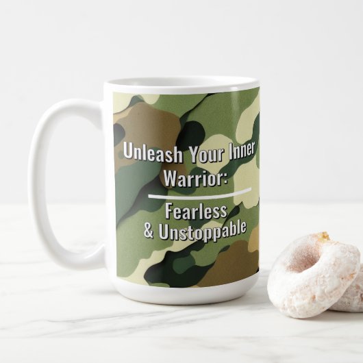 "Ontketen je innerlijke krijger" Koffiemok (Met donut)