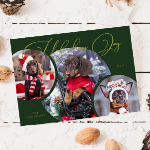 Ontketenen Joy Green Dog Photo Holiday Kaart