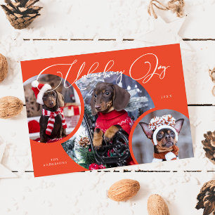 Ontketenen Joy Retro Red Dog Foto Vakantie Kaart