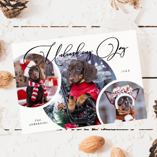 Ontketenen Joy White Dog Foto Vakantie Kaart