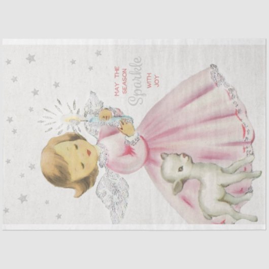 Ontkoppeling van Cute Retro met kerstengel Tissuepapier (Voorkant)