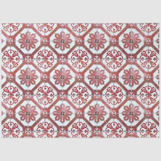  ontkoppeling van de rode Tegel van Floral Delft Tissuepapier (Voorkant)