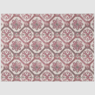ontkoppeling van de Tegel Floral Delft Pink Tissuepapier