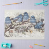 Ontkoppeling van de Waterverf Blauwvogels en bloes Tissuepapier (Craft)