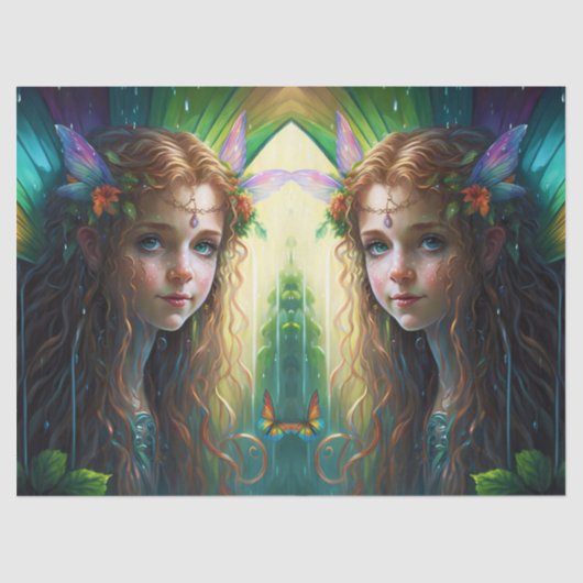 Ontkoppeling van Fantasy Rainbow Fairy Girl Tissuepapier (Voorkant)