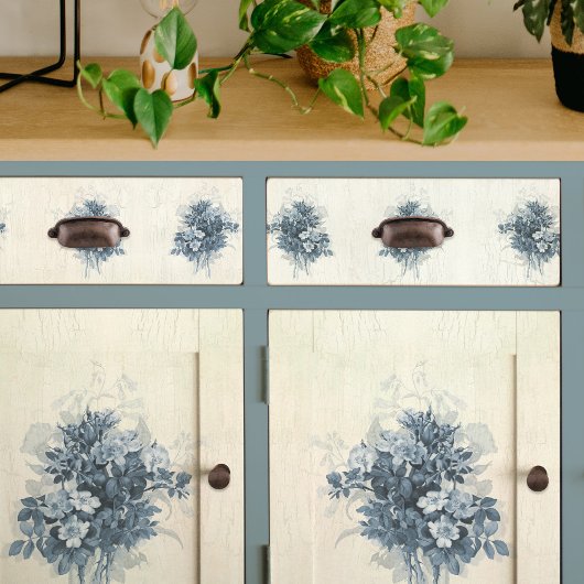  ontkoppeling van Floral Bouquet Blue en White Tissuepapier